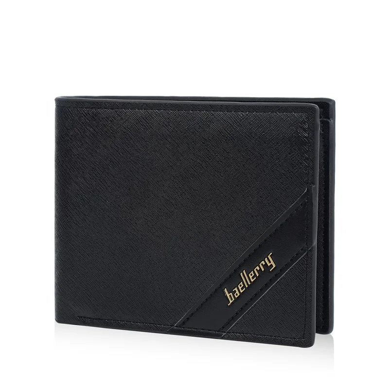 BAELLERRY D3066 RFID Blocking Zipper Wallet Business PU Leather Folding Money Bag - Black