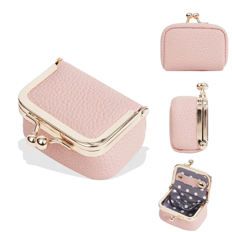 BAELLERRY D3069 Porta-Joias de Couro Bovino Genuíno para Brincos, Anéis e Colares - Organizador Mini Feminino Rosa