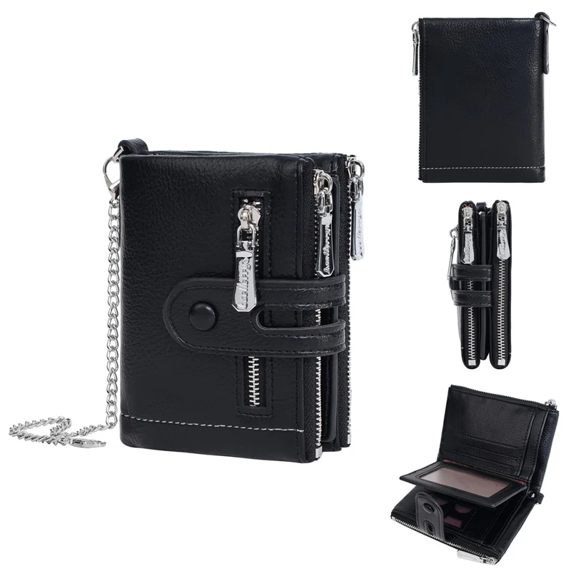Carteira BAELLERRY D3262 Feminina Pequena de Couro Sintético com Zíper para Moedas - Preto