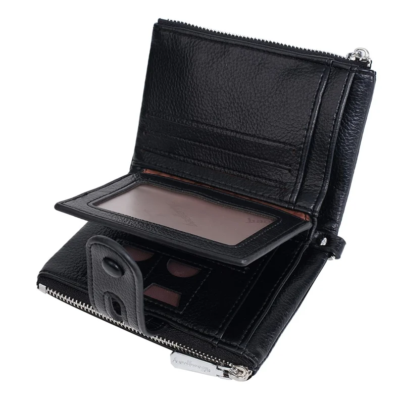 Carteira BAELLERRY D3262 Feminina Pequena de Couro Sintético com Zíper para Moedas - Preto