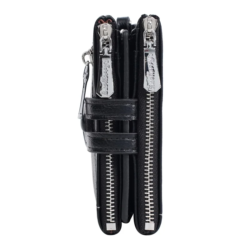 Carteira BAELLERRY D3262 Feminina Pequena de Couro Sintético com Zíper para Moedas - Preto