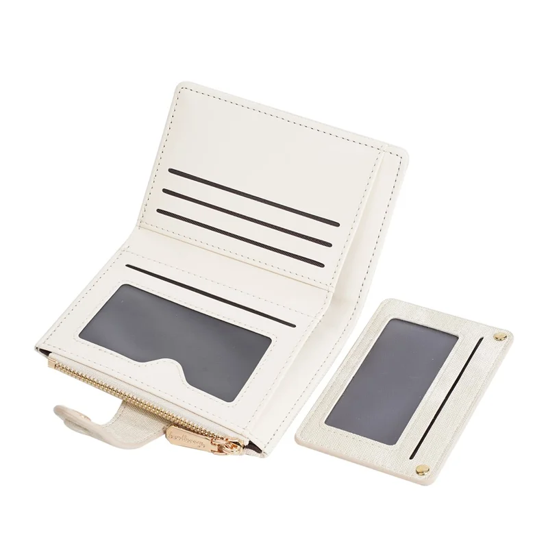 BAELLERRY N8354 Mini Geldbörse Kompakt Schlank Münzbörse Trendiges Design Faltbare Geldbörse - Beige