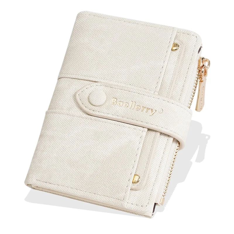 BAELLERRY N8354 Mini Geldbörse Kompakt Schlank Münzbörse Trendiges Design Faltbare Geldbörse - Beige