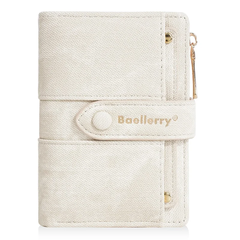 BAELLERRY N8354 Mini Geldbörse Kompakt Schlank Münzbörse Trendiges Design Faltbare Geldbörse - Beige