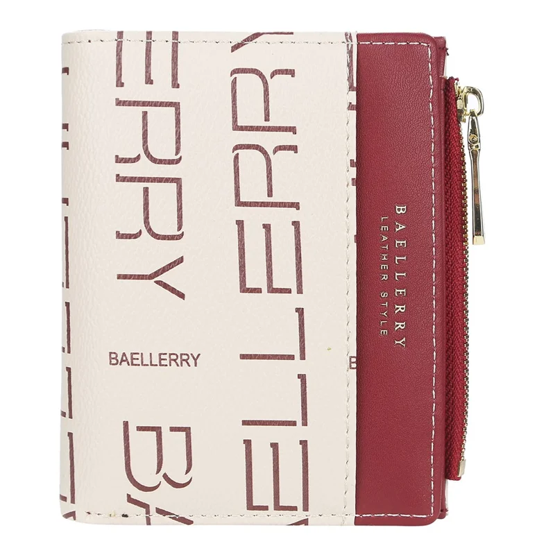 Carteira BAELLERRY DR078 Multi-Cartões com Zíper, Porta-Moedas em Couro PU - Bege
