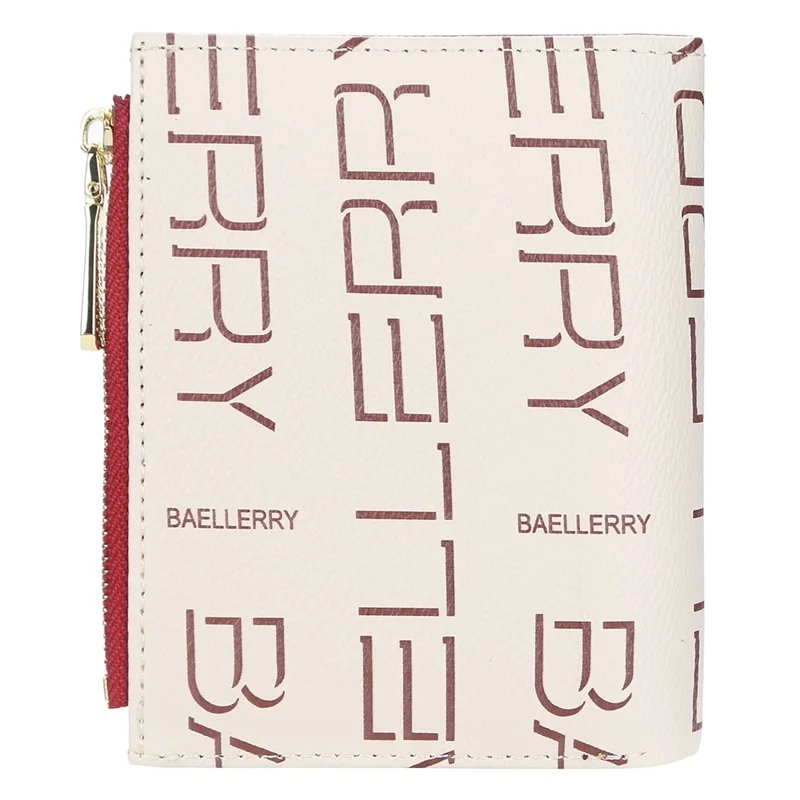 Carteira BAELLERRY DR078 Multi-Cartões com Zíper, Porta-Moedas em Couro PU - Bege