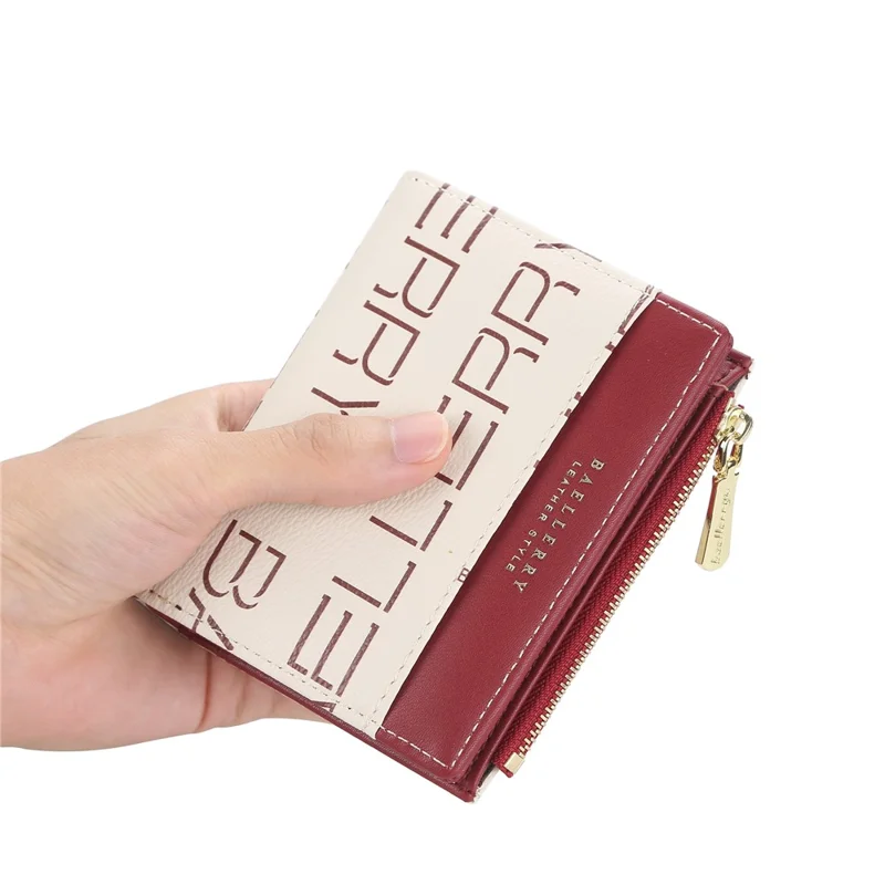 Carteira BAELLERRY DR078 Multi-Cartões com Zíper, Porta-Moedas em Couro PU - Bege