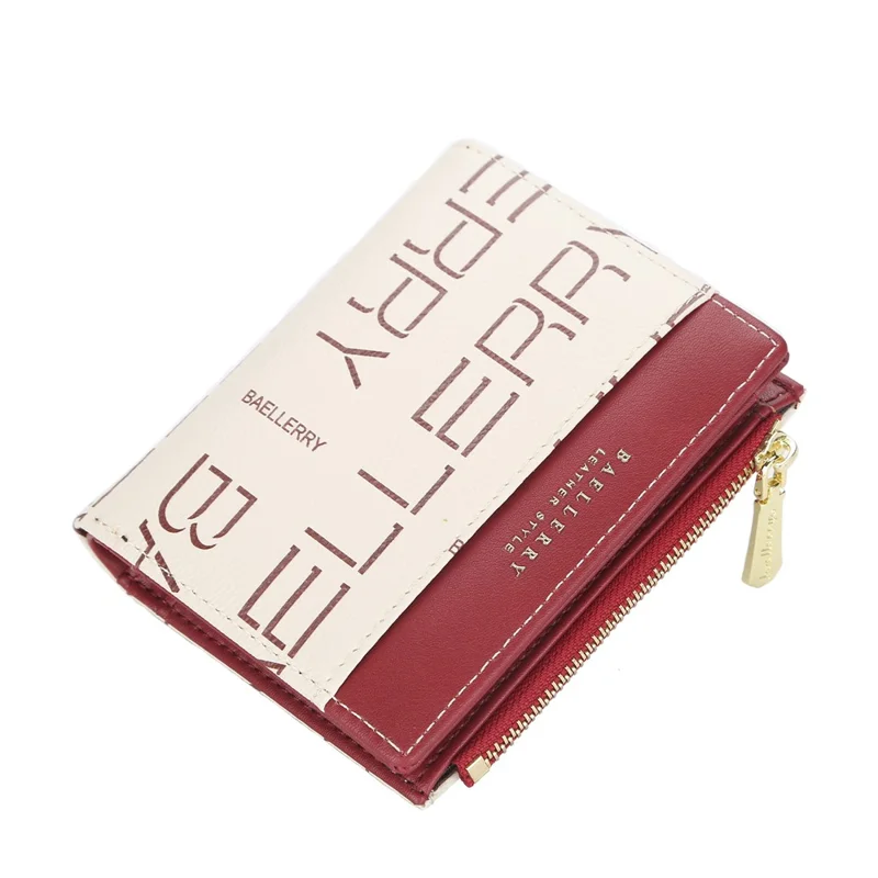 Carteira BAELLERRY DR078 Multi-Cartões com Zíper, Porta-Moedas em Couro PU - Bege