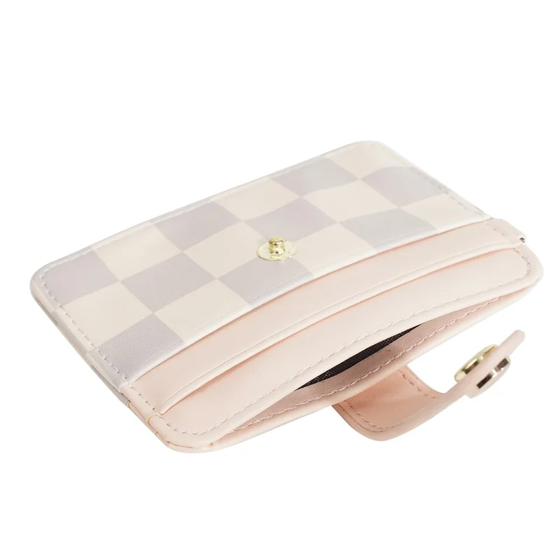 BAELLERRY K9300 Portefeuille en cuir PU avec poche à monnaie à motif pied-de-poule et porte-cartes - Rose