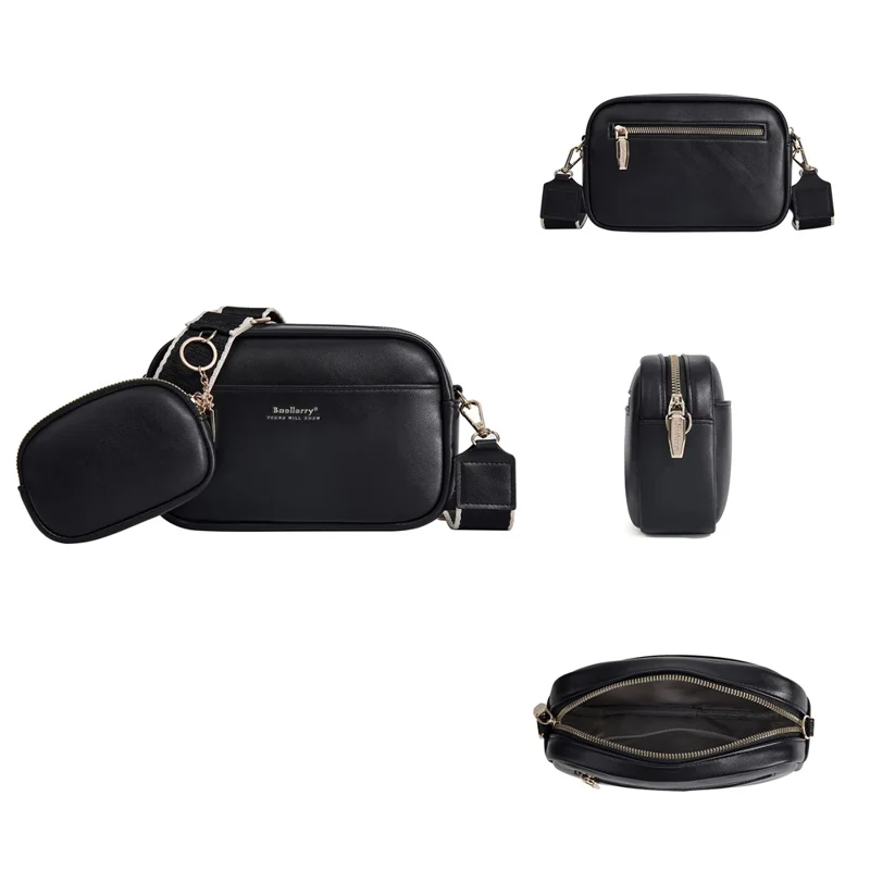 BAELLERRY N8938 Sac bandoulière en cuir PU Mode Sac à bandoulière Capacité élevée Sac pour téléphone Décontracté - Noir