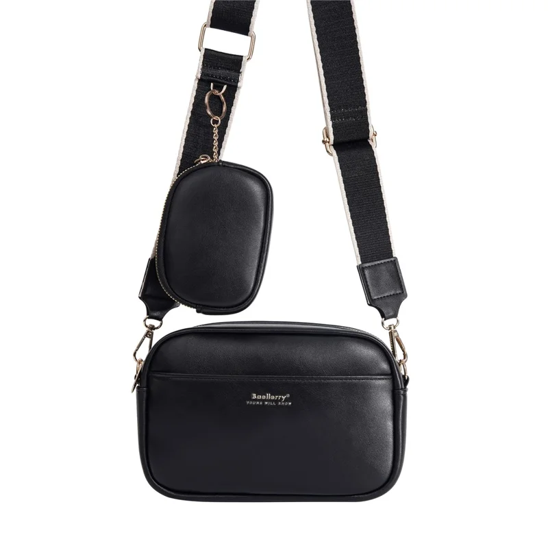 BAELLERRY N8938 Sac bandoulière en cuir PU Mode Sac à bandoulière Capacité élevée Sac pour téléphone Décontracté - Noir