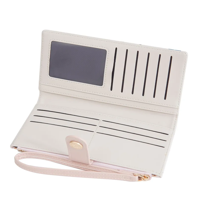 BAELLERRY N5588 Women's Slim Zipper Wallet Cute Bear Design PU Leather Long Purse Multi-Card Bag - Pink