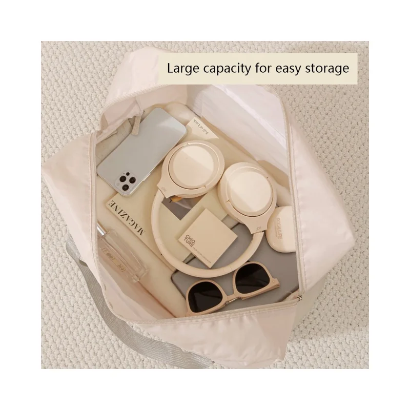 Bolsa de Viaje de 45x16x35cm Impermeable para Equipaje de Mano con Compartimento para Trolley, Plegable para Avión - Beige