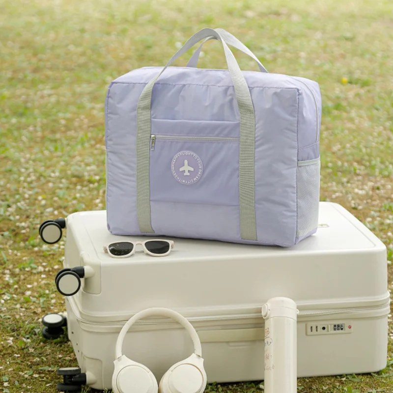 Bolsa de Viaje de 45x16x35cm Impermeable para Equipaje de Mano con Compartimento para Trolley, Plegable para Avión - Beige
