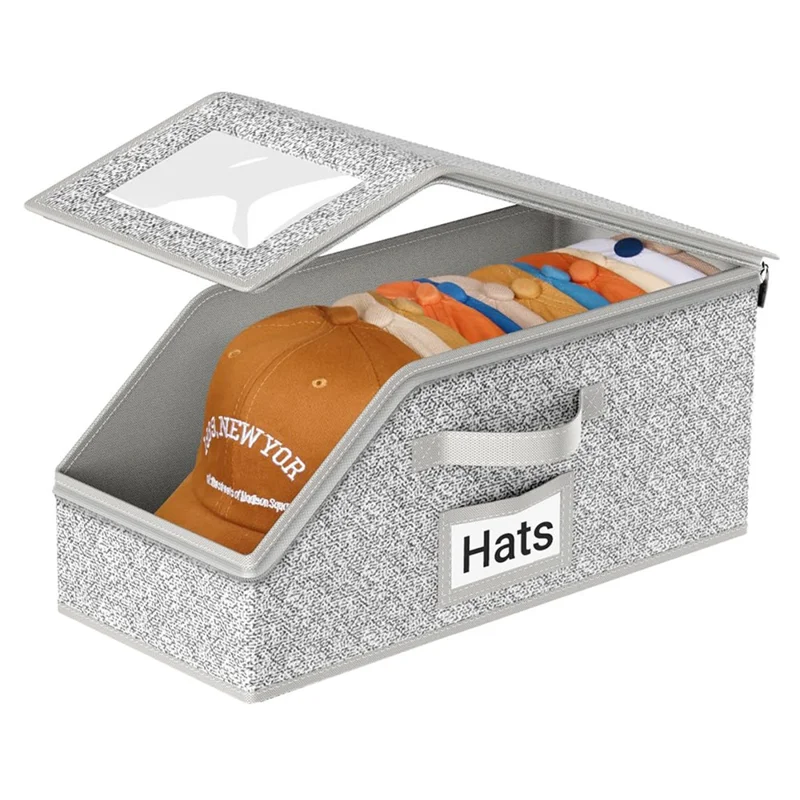 Boîte de rangement portable pour casquettes avec fenêtre transparente, protection anti-poussière et fermeture à glissière pour organisateur de casquettes de baseball