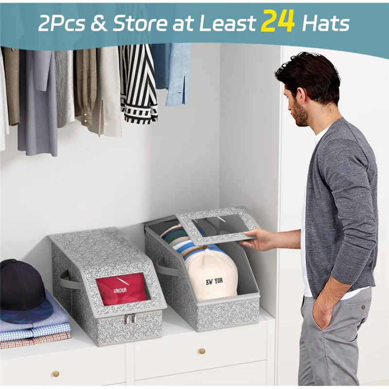 Boîte de rangement portable pour casquettes avec fenêtre transparente, protection anti-poussière et fermeture à glissière pour organisateur de casquettes de baseball