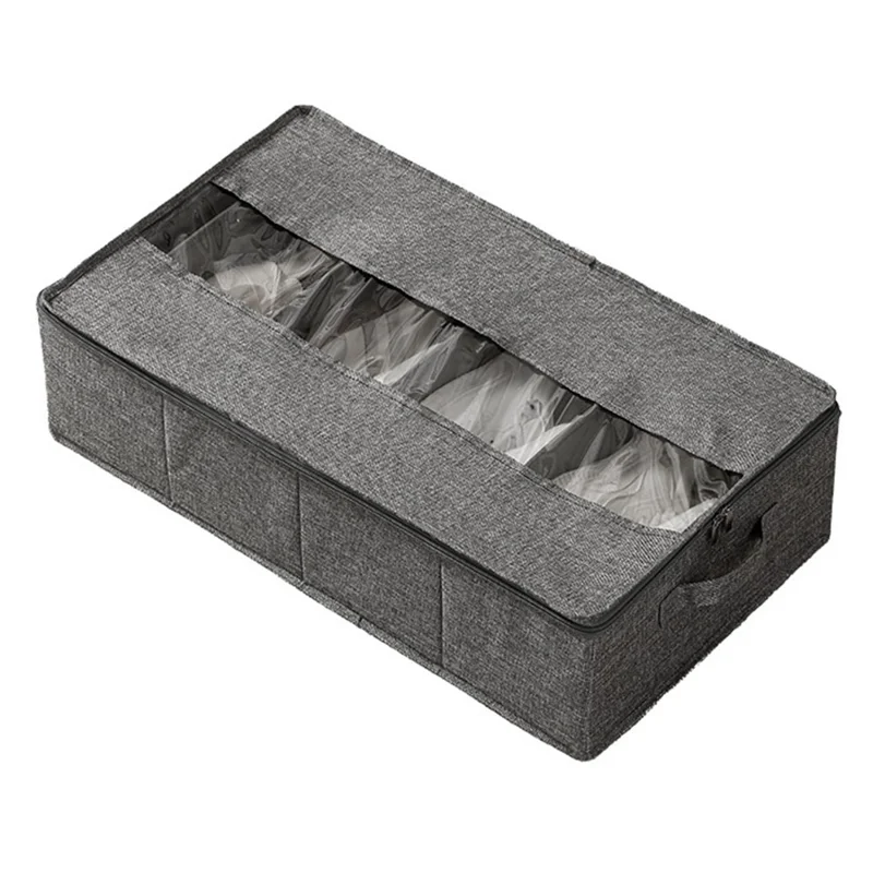 Boîte de rangement pliable de 60 x 33 x 15 cm pour chambre, en lin - Gris, organisateur de vêtements / pantalons / sous-vêtements