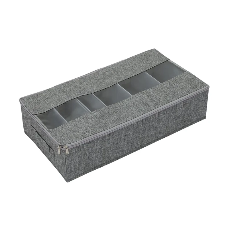 Boîte de rangement pliable de 60 x 33 x 15 cm pour chambre, en lin - Gris, organisateur de vêtements / pantalons / sous-vêtements