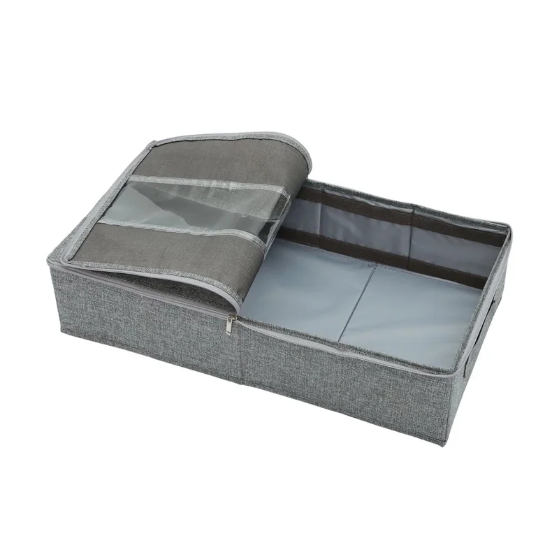Boîte de rangement pliable de 60 x 33 x 15 cm pour chambre, en lin - Gris, organisateur de vêtements / pantalons / sous-vêtements