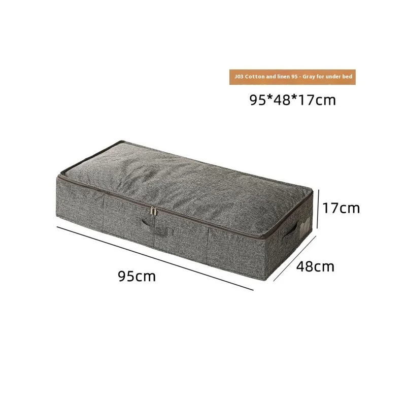 Organizador de Almacenamiento para Dormitorio de 98 x 48 x 17 cm, Caja de Tela de Algodón y Lino para Ropa, Pantalones y Ropa Interior - Gris