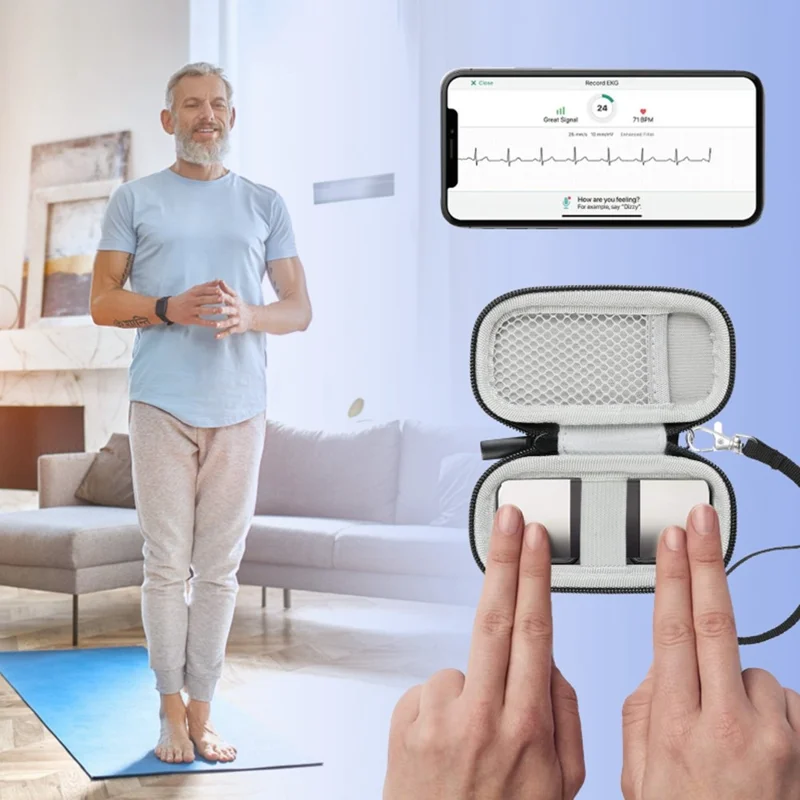 For Alivecor Kardiamobile ECG  /  Kardiamobile 6L EKG Heart Monitor Protective Case Travel Carrying Pouch
