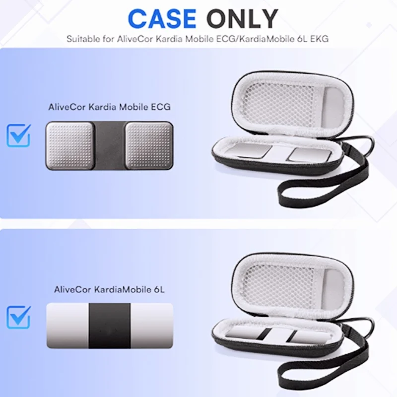 For Alivecor Kardiamobile ECG  /  Kardiamobile 6L EKG Heart Monitor Protective Case Travel Carrying Pouch