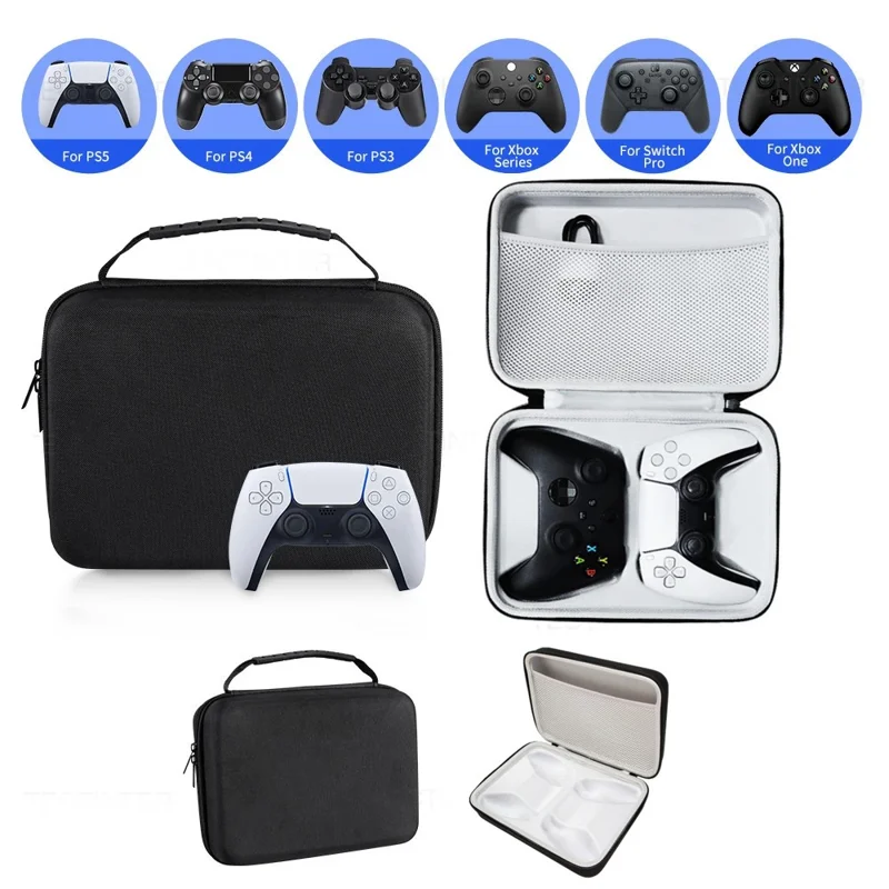 Portable Carrying Case for PS5  /  PS4  /  Xbox Series Dual Controller EVA Hard Shell Universal Gamepad Storage Bag