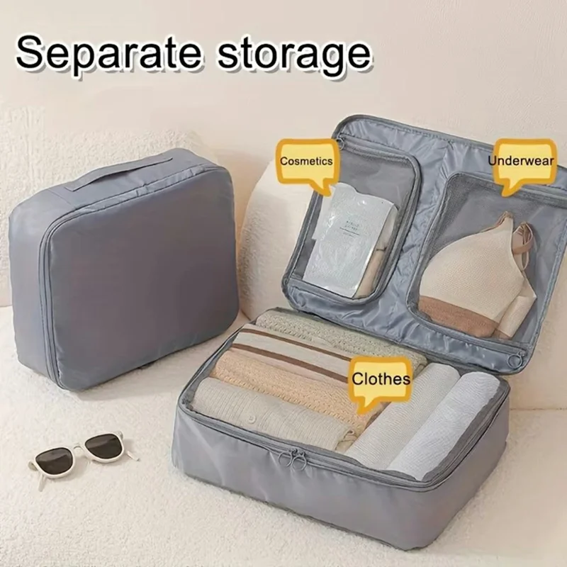 Size M Travel Underwear Organizer Portable Clothing Storage Bag Carry On Packing Cube - Grey