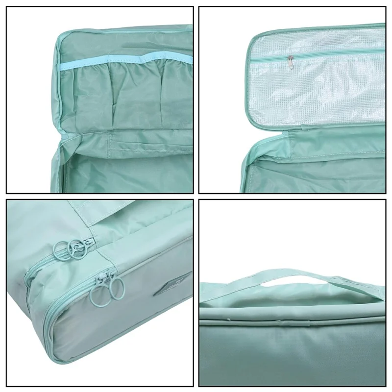 Bolsa de Viaje de Doble Capa para Ropa Interior con Organizador de Sujetadores, Impermeable y Portátil con Asa - Beige