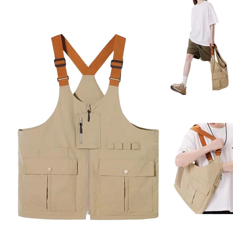 Multifunctional Vest Bag Outdoor Activities Oxford Cloth Single Shoulder Tote Bag Workwear Waistcoat, Size L