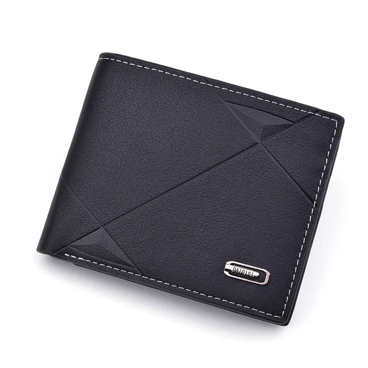 DAIQISI 3088-1 Short Wallet for Men, Casual Billfold PU Leather ID Cards Bank Cards Cash Holder Pouch - Black