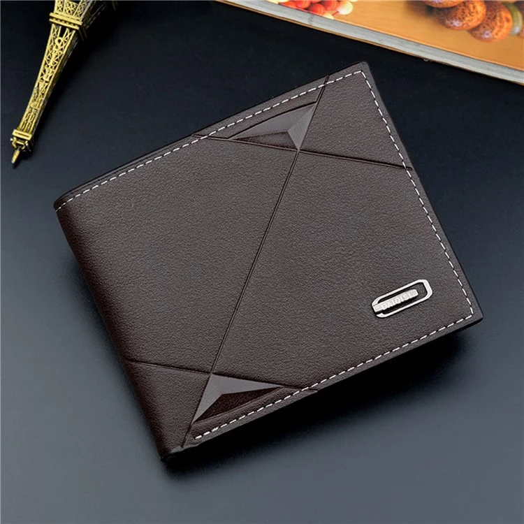 DAIQISI 3088-1 Short Wallet for Men, Casual Billfold PU Leather ID Cards Bank Cards Cash Holder Pouch - Dark Brown