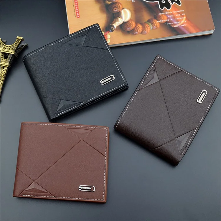 DAIQISI 3088-1 Short Wallet for Men, Casual Billfold PU Leather ID Cards Bank Cards Cash Holder Pouch - Dark Brown