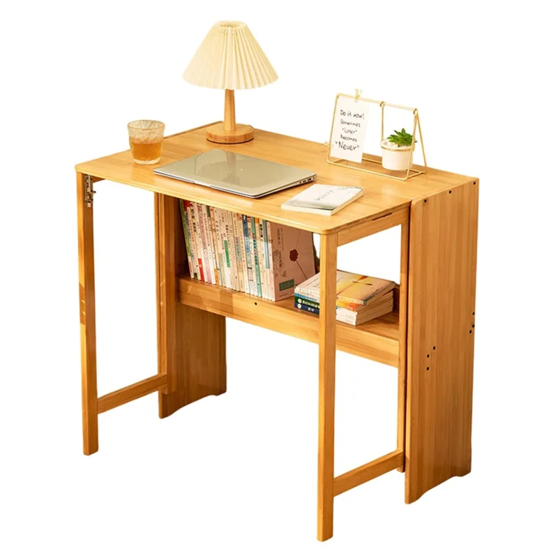 83 cm lange klappbare Schreibtisch aus Bambus, tragbarer Computertisch für Home Office Schreiben Arbeitsplatz - Bambusfarbe