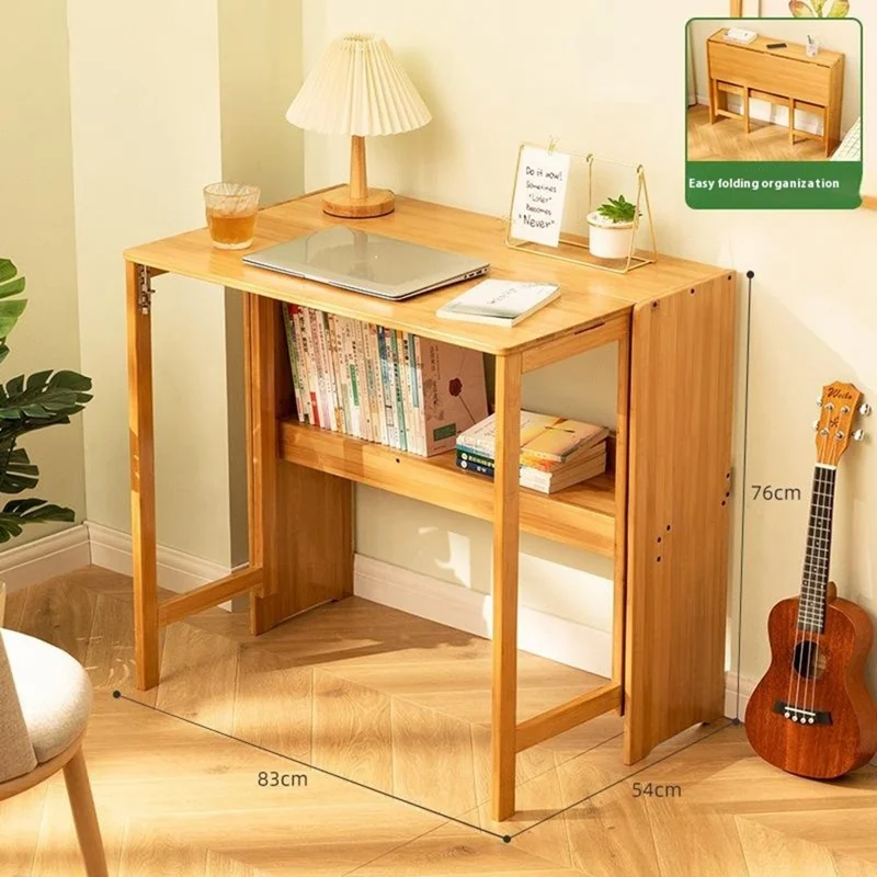 83 cm lange klappbare Schreibtisch aus Bambus, tragbarer Computertisch für Home Office Schreiben Arbeitsplatz - Bambusfarbe