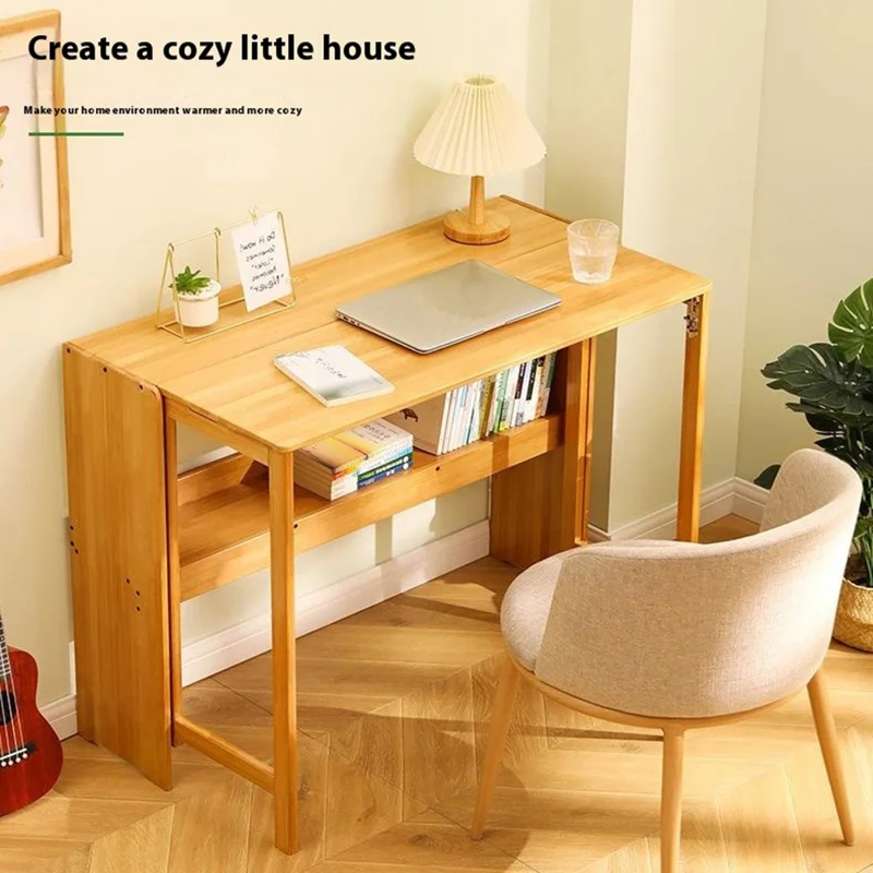 83 cm lange klappbare Schreibtisch aus Bambus, tragbarer Computertisch für Home Office Schreiben Arbeitsplatz - Bambusfarbe