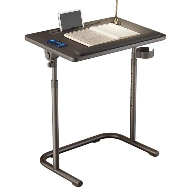 Adjustable Height Folding Laptop Desk for Bed Sofa Portable Overbed Table Multifunction Workstation - Black