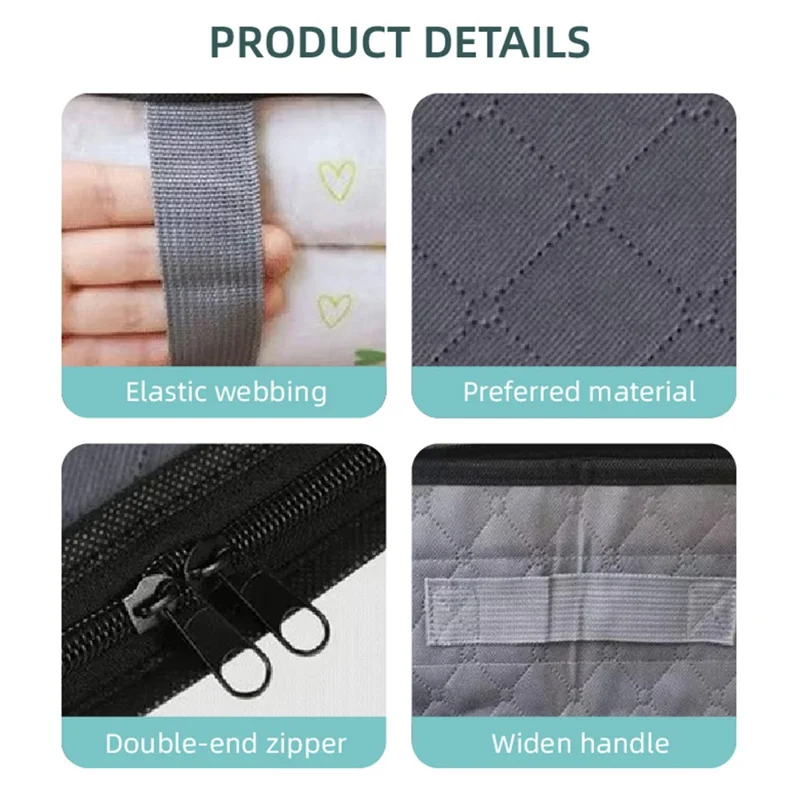 Underbed Storage Bag Foldable Transparent Window Dustproof Moisture-Proof Non-woven Fabric Clothes Organizer - Grey