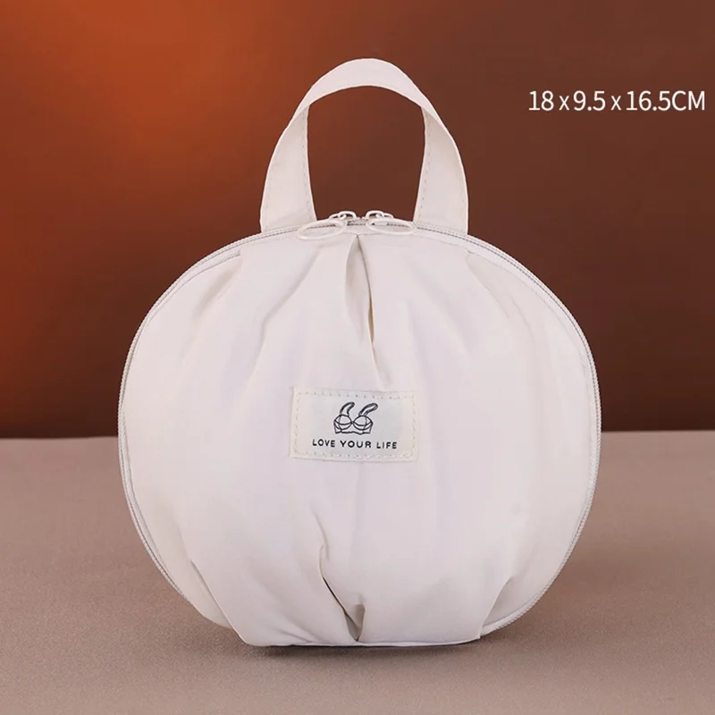 1009 Size M Portable Travel Organizer Bag for Bras Space Saving Underwear Storage Pouch - Apricot
