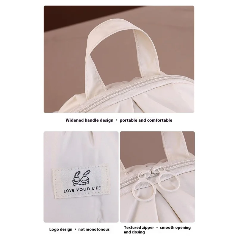 1009 Size M Portable Travel Organizer Bag for Bras Space Saving Underwear Storage Pouch - Apricot