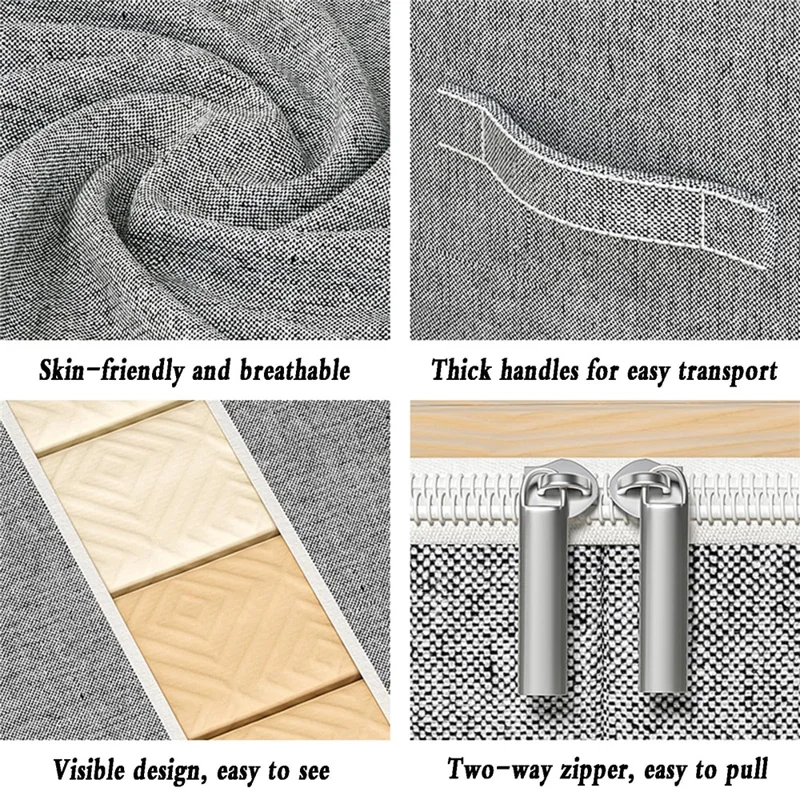 Size XXL Under Bed Storage Bag Transparent Window Foldable Clothes Organizer Pouch with Three-sided Handles - White