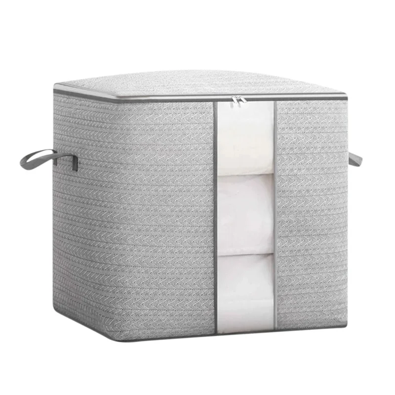 Size XL Transparent Window Non Woven Fabric Storage Bag for Clothes Bedding Organizer, 52 x 50 x 54cm