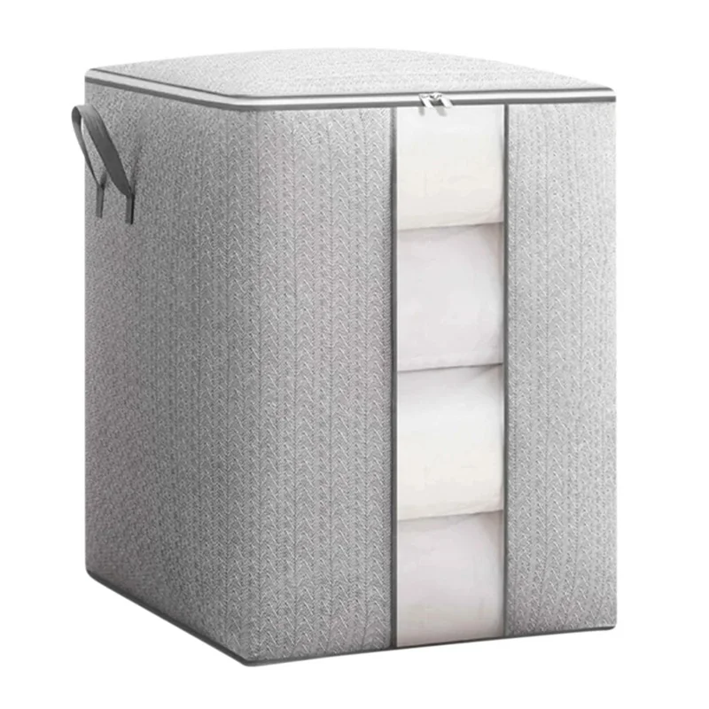 Size XXL Transparent Window Non Woven Fabric Storage Bag for Clothes Bedding Organizer, 50 x 61 x 71cm