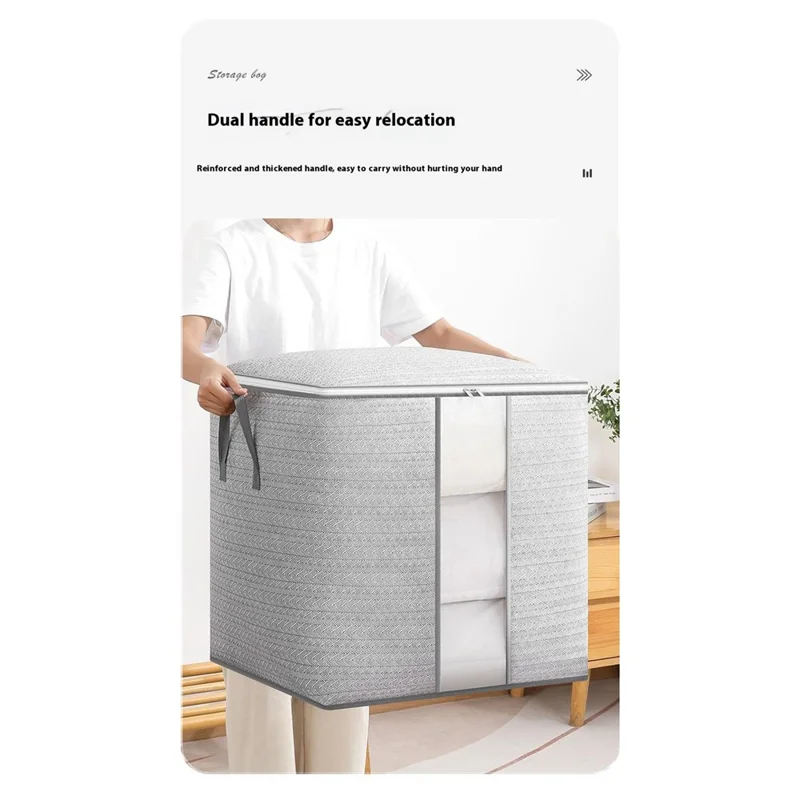 Size XXL Transparent Window Non Woven Fabric Storage Bag for Clothes Bedding Organizer, 50 x 61 x 71cm