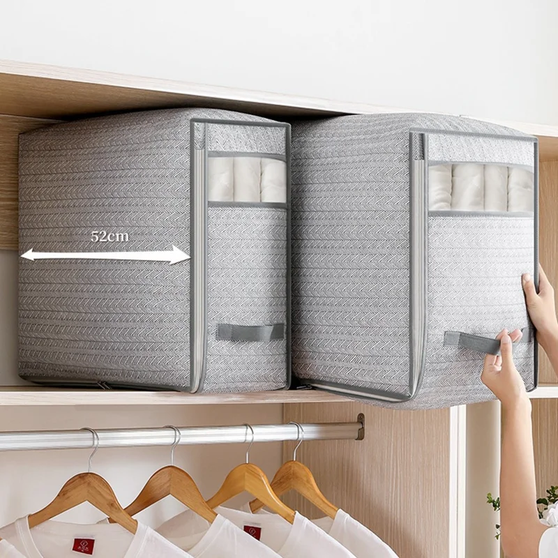 Size M Dust Proof Foldable Storage Bag with Clear Window for Clothes Bedding Non Woven Fabric Organizer, 52 x 33 x 20cm