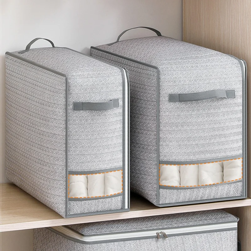 Size M Dust Proof Foldable Storage Bag with Clear Window for Clothes Bedding Non Woven Fabric Organizer, 52 x 33 x 20cm