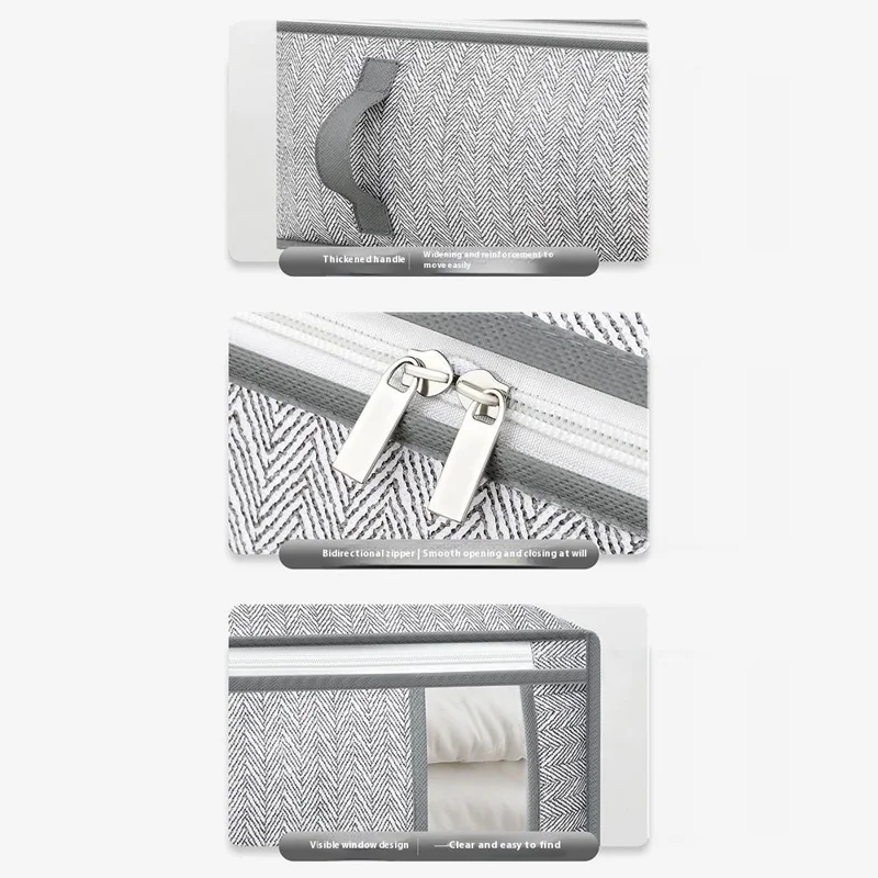 Size L Dust Proof Foldable Storage Bag with Clear Window for Clothes Bedding Non Woven Fabric Organizer, 52 x 44 x 20cm