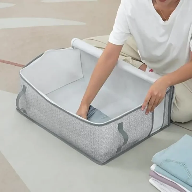 Size XL Dust Proof Foldable Storage Bag with Clear Window for Clothes Bedding Non Woven Fabric Organizer, 52 x 44 x 30cm