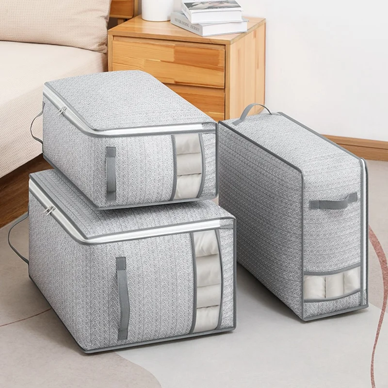 Size XL Dust Proof Foldable Storage Bag with Clear Window for Clothes Bedding Non Woven Fabric Organizer, 52 x 44 x 30cm