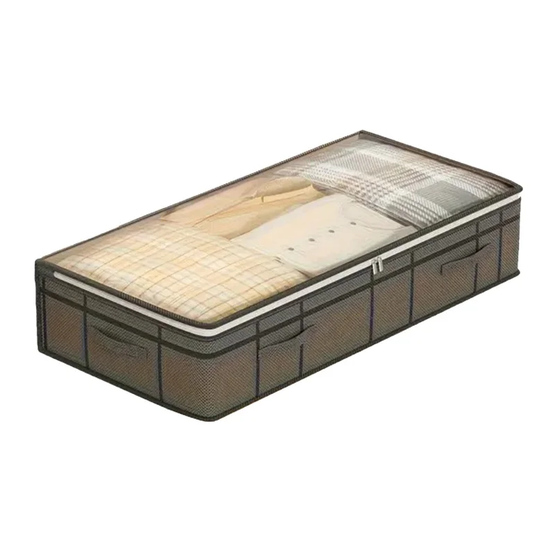 100 x 50 x 25cm Under Bed Storage Bag Transparent Window Non Woven Fabric Foldable Organizer Pouch